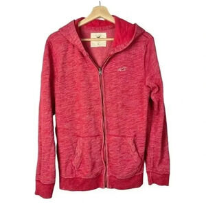 Hollister Red Full Zip Cotton Sweatshirt S